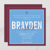 バー（ユダヤ教の）バル・ミツバーモダンサッカーブルーマルーンELLINA 招待状 (正面/裏面)