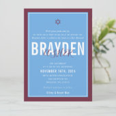 バー（ユダヤ教の）バル・ミツバーモダンサッカーブルーマルーンELLINA 招待状 (スタンド正面)