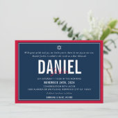 バー（ユダヤ教の）バル・ミツバーモダンスポーツボーイはっきりしたレッド・ネイビー 招待状 (スタンド正面)