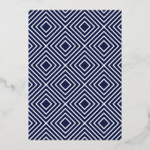 バー(ユダヤ教の)バル・ミツバーモダンタイポグラフィ書道ネイビー 箔招待状 (裏面)