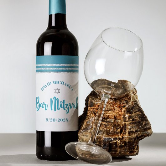 バー（ユダヤ教の）バル・ミツバーモダンティール（緑がかった色）シルバータルライトスクはっきりしたリプ ワインラベル