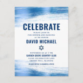 バー（ユダヤ教の）バル・ミツバーモダンネイビはっきりしたータイポグラフィブルーフォイル エンクロージャーカード (正面)