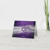 バー（ユダヤ教の）バル・ミツバーモダンパープルウォーターカラー銀箔 サンキューカード (裏面)