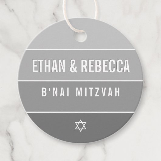 バー（ユダヤ教の）バル・ミツバーモダンブはっきりしたグラデーションロック灰色 フェイバータグ (正面)