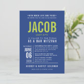 バー（ユダヤ教の）バル・ミツバーモダンブはっきりしたロック型ブ王室のルーライム 招待状 (スタンド正面)