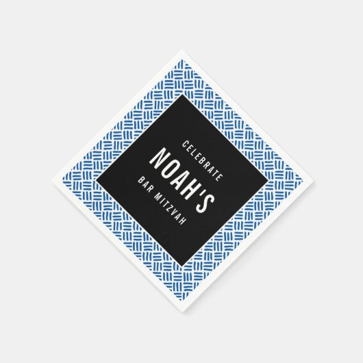 バー(ユダヤ教の)バル・ミツバーモダンブはっきりしたロ王室のックブルー スタンダードカクテルナプキン (角)