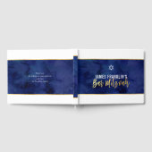 バー（ユダヤ教の）バル・ミツバーモダンブルーウォーター金ゴールド書ズ ゲストブック (全面)