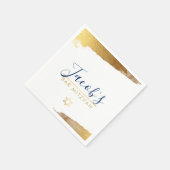 バー(ユダヤ教の)バル・ミツバーモダンルクース金金ゴールドネイビーブルー スタンダードカクテルナプキン (角)