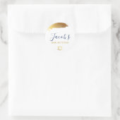 バー（ユダヤ教の）バル・ミツバーモダンルクース金金ゴールドネイビーブルー ラウンドシール (バッグ)