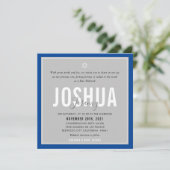 バー(ユダヤ教の)バル・ミツバーモダン名グレイ王室のブルー 招待状 (スタンド正面)