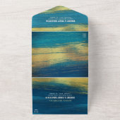 バー（ユダヤ教の）バル・ミツバーモダン型ターコイズ金箔 オールインワン招待状 (外側)