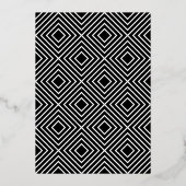 バー（ユダヤ教の）バル・ミツバーモダン幾何ミニマル白黒 箔招待状 (裏面)