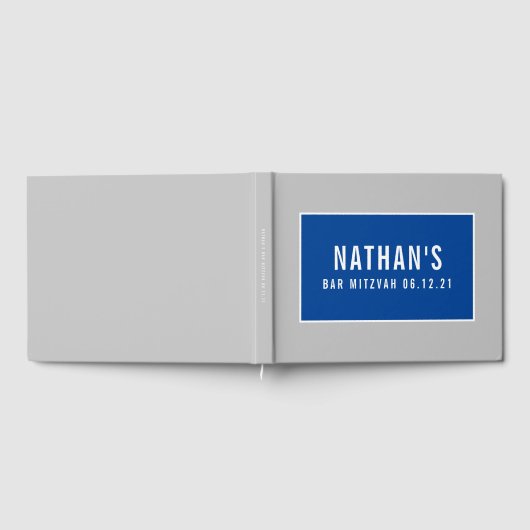バー(ユダヤ教の)バル・ミツバーモダン幾何学模様グレーブルー ゲストブック (全面)