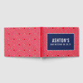 バー（ユダヤ教の）バル・ミツバーモダン幾何学模様ネイビーレッド ゲストブック (全面)