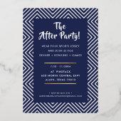 バー（ユダヤ教の）バル・ミツバーモダン書道スタイリッシュ海軍金ゴールド 箔招待状 (裏面)