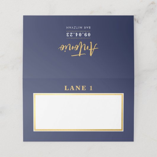 バー（ユダヤ教の）バル・ミツバーモダン海軍フェイク金ゴールド空白の プレイスカード (外部開封)