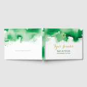 バー（ユダヤ教の）バル・ミツバーモダン金ゴールドスタークールグリーンウォーター ゲストブック (全面)