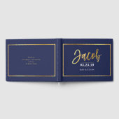 バー（ユダヤ教の）バル・ミツバーモダン金ゴールドJACOBの海軍 ゲストブック (全面)