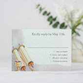 バー（ユダヤ教の）バル・ミツバーモチーフ水彩RSVP 出欠カード (スタンド正面)