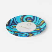 バー(ユダヤ教の)バル・ミツバーユダヤモダンブルーパターン ペーパープレート (アングル)