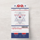 バー（ユダヤ教の）バル・ミツバーレッドブルーサッカースポーツチケット オールインワン招待状 (内側)