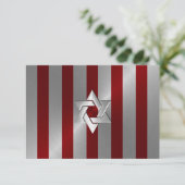 バー（ユダヤ教の）バル・ミツバーレッド&シルバーストライプwith Star 招待状 (スタンド正面)