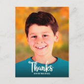 バー(ユダヤ教の)バル・ミツバー写真はっきりしたスクリプモダントありがとう ポストカード (正面)