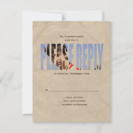 バー（ユダヤ教の）バル・ミツバー写真RSVP返信カードin Tan 出欠カード