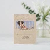 バー（ユダヤ教の）バル・ミツバー写真RSVP返信カードin Tan 出欠カード (スタンド正面)