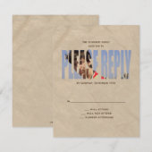 バー（ユダヤ教の）バル・ミツバー写真RSVP返信カードin Tan 出欠カード (正面/裏面)