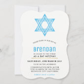 バー(ユダヤ教の)バル・ミツバー可愛モダンいトゥイーンスターのデイビッド・ブルー 招待状 (正面)