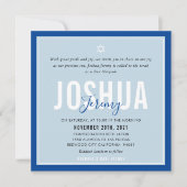 バー(ユダヤ教の)バル・ミツバー名モダンダックエッグ王室のブルー 招待状 (正面)