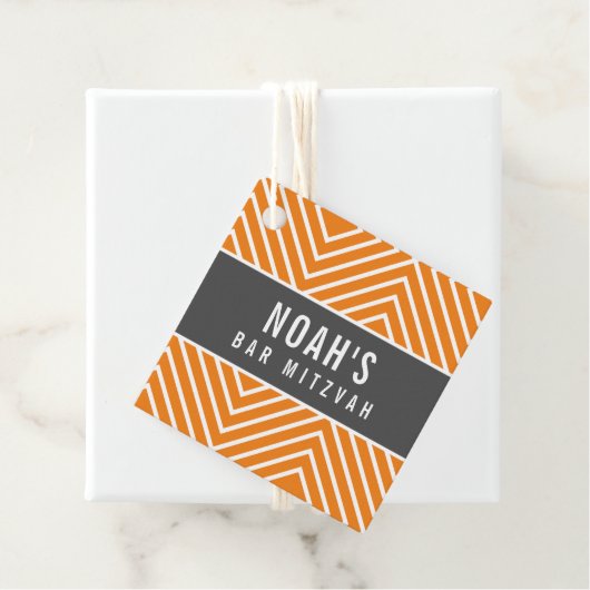 バー（ユダヤ教の）バル・ミツバー幾何シンプルモダン灰色オレンジ フェイバータグ (インサイチュ)
