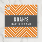 バー（ユダヤ教の）バル・ミツバー幾何シンプルモダン灰色オレンジ フェイバータグ (正面)