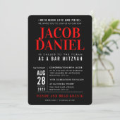 バー(ユダヤ教の)バル・ミツバー幾何モダンスタック黒の赤のInvit 招待状 (スタンド正面)