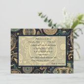 バー(ユダヤ教の)バル・ミツバー抽象芸術背景デザインブルーベージュ 招待状 (スタンド正面)