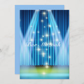 バー(ユダヤ教の)バル・ミツバー招待状ブルーライトステージ 招待状 (正面/裏面)