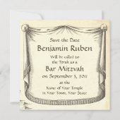 バー(ユダヤ教の)バル・ミツバー招待状ベンジャミンという少年 セーブザデート (裏面)