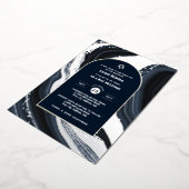 バー（ユダヤ教の）バル・ミツバー招待状ホイル実在アゲート金ゴールドブルー 箔招待状 (回転した状態)