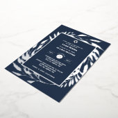 バー（ユダヤ教の）バル・ミツバー招待状ホイル実在アゲート金ゴールドブルー 箔招待状 (回転した状態)