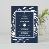 バー（ユダヤ教の）バル・ミツバー招待状ホイル実在アゲート金ゴールドブルー 箔招待状 (立ち正面)