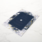 バー(ユダヤ教の)バル・ミツバー招待状ホイル実在アゲート金ゴールドブルー 箔招待状 (回転した状態)