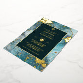 バー（ユダヤ教の）バル・ミツバー招待状ホイル実在アゲート金ゴールドブルー 箔招待状 (回転した状態)