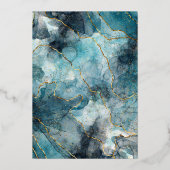 バー（ユダヤ教の）バル・ミツバー招待状ホイル実在アゲート金ゴールドブルー 箔招待状 (裏面)