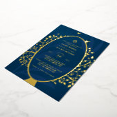 バー(ユダヤ教の)バル・ミツバー招待状実在フォイルツリーのライフ金ゴールド 箔招待状 (回転した状態)