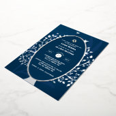 バー(ユダヤ教の)バル・ミツバー招待状実在フォイルツリーのライフ金ゴールド 箔招待状 (回転した状態)