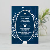 バー(ユダヤ教の)バル・ミツバー招待状実在フォイルツリーのライフ金ゴールド 箔招待状 (立ち正面)