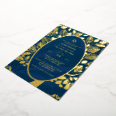 バー（ユダヤ教の）バル・ミツバー招待状実在フォイルツリーのライフ金ゴールド 箔招待状 (回転した状態)