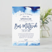 バー（ユダヤ教の）バル・ミツバー招待状手水色 招待状 (スタンド正面)