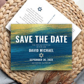 バー(ユダヤ教の)バル・ミツバー救デートモダンターコイズゴールドフォイル インビテーションポストカード